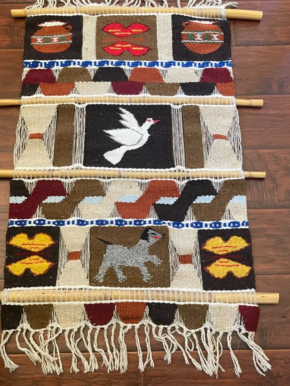 Woven Tapestry Hand-woven Panels Southwestern or Native American Wall Hanging